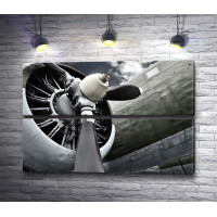 Красивое изображение мотора самолета с лопастями
