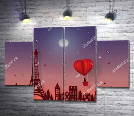 Бумажная панорама Парижа на закате