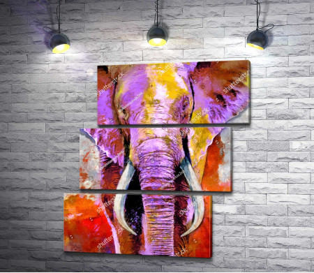 Красочный слон с мощными бивнями 