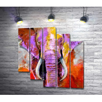 Красочный слон с мощными бивнями 