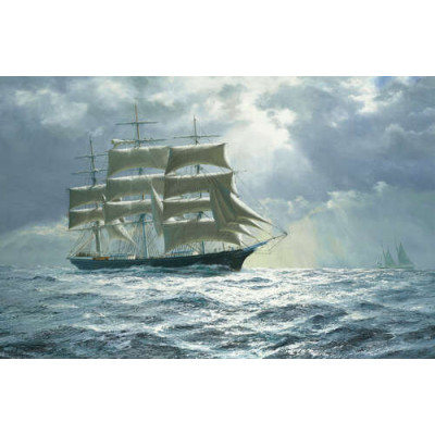Клипер Блэкаддер в море лунной ночью