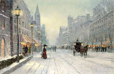 Зимний пейзаж, сумерки