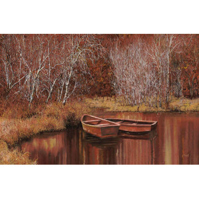 Пейзаж с лодками у берега