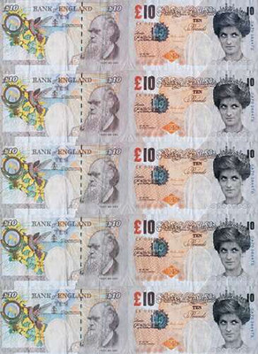 Фальшиві £ 10 із зображенням леді Ді