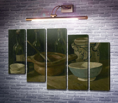 Натюрморт з трьома пляшками і глиняним посудом (Still Life with Three Bottles and Earthenware), 1884-85