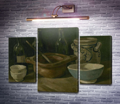 Натюрморт з трьома пляшками і глиняним посудом (Still Life with Three Bottles and Earthenware), 1884-85