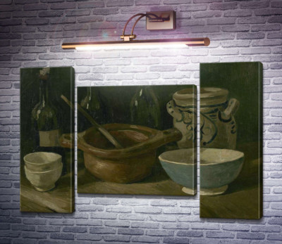 Натюрморт з трьома пляшками і глиняним посудом (Still Life with Three Bottles and Earthenware), 1884-85