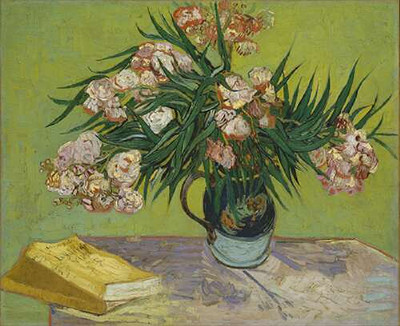 Натюрморт: ваза с олеандрами и книгами (Majolica Jar with Branches of Oleander), 1888