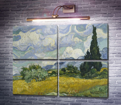 Пшеничное поле с кипарисами