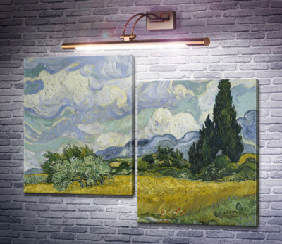 Пшеничное поле с кипарисами