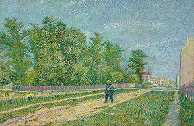 Окрестности Парижа, дорога с крестьянином с лопатой (Man with Spade in a Suburb of Paris), 1887
