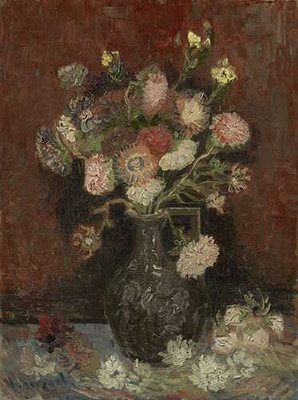 Ваза с китайскими астрами и гладиолусами (Vase with Chinese Asters and Gladioli), 1886
