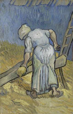 Крестьянка, режущая солому (копия Милле)
