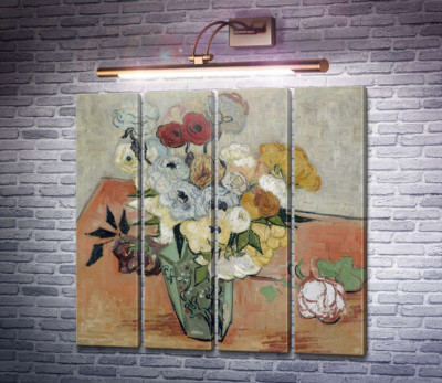Натюрморт: японская ваза с розами и анемонами (Still Life - Japanese Vase with Roses and Anemones), 1890