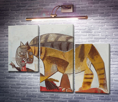 Кошка, пожирающая птицу