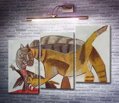 Кошка, пожирающая птицу