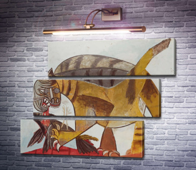 Кошка, пожирающая птицу