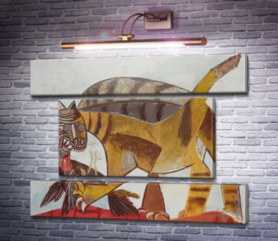 Кошка, пожирающая птицу