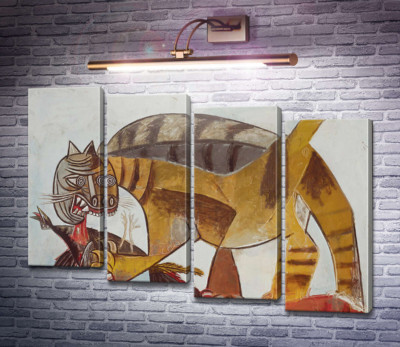 Кошка, пожирающая птицу