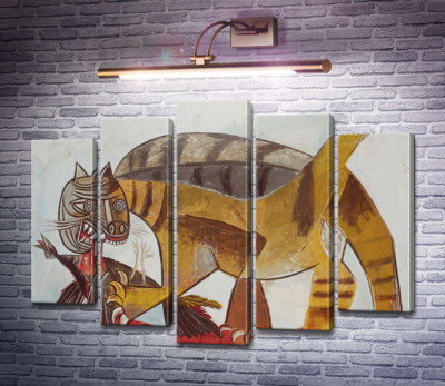 Кошка, пожирающая птицу