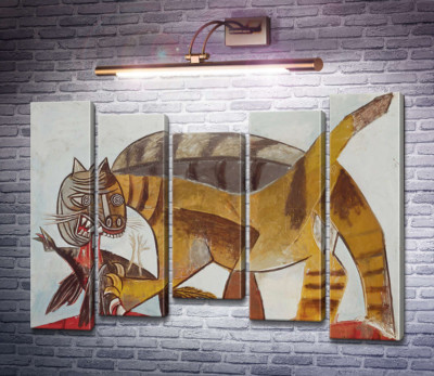 Кошка, пожирающая птицу