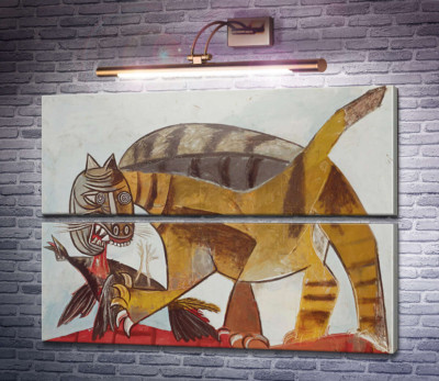 Кошка, пожирающая птицу