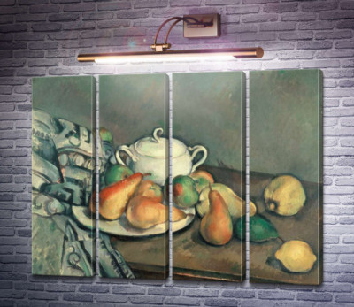 Натюрморт с сахарницей, фруктами и скатерью