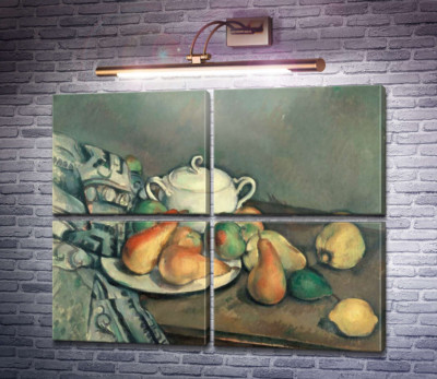 Натюрморт с сахарницей, фруктами и скатерью