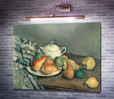 Натюрморт з цукорницею, фруктами і скатер'ю