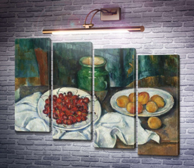 Натюрморт с вишнями и персиками