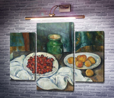 Натюрморт с вишнями и персиками
