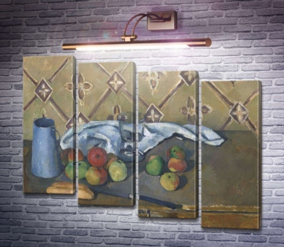 Глечик молока, рушник і фрукти