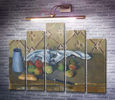 Глечик молока, рушник і фрукти