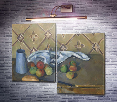 Глечик молока, рушник і фрукти