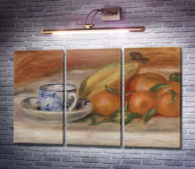 Апельсини, банани і чайна чашка