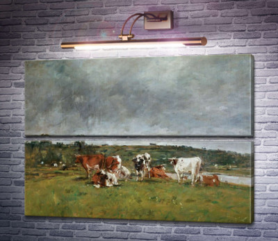 Пейзаж з коровами на лузі
