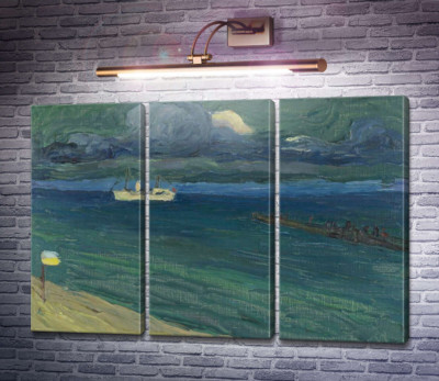 Рапалло - морской пейзаж с пароходом, Дом Ленбаха, 1906 г.