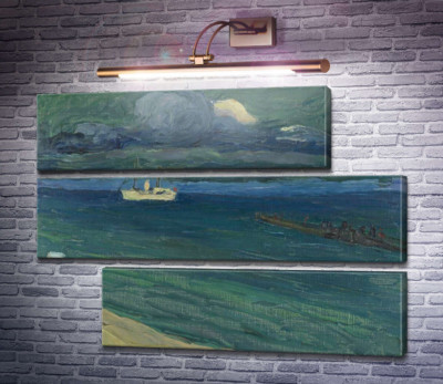 Рапалло - морской пейзаж с пароходом, Дом Ленбаха, 1906 г.