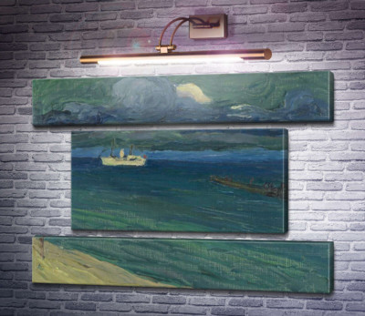 Рапалло - морской пейзаж с пароходом, Дом Ленбаха, 1906 г.