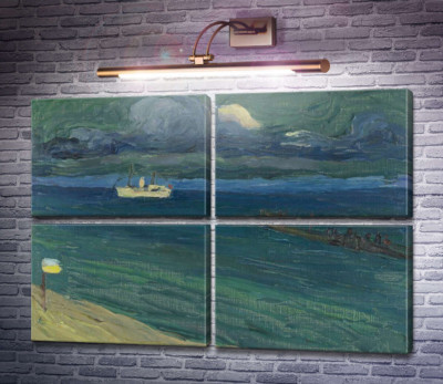 Рапалло - морской пейзаж с пароходом, Дом Ленбаха, 1906 г.