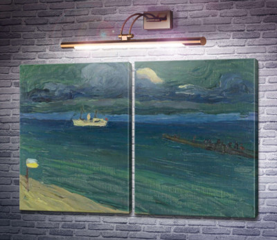Рапалло - морской пейзаж с пароходом, Дом Ленбаха, 1906 г.