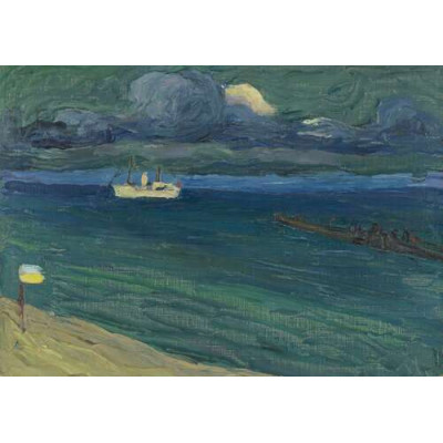 Рапалло - морской пейзаж с пароходом, Дом Ленбаха, 1906 г.