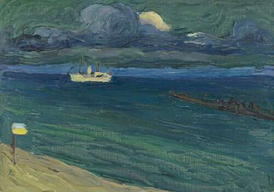 Рапалло - морской пейзаж с пароходом, Дом Ленбаха, 1906 г.
