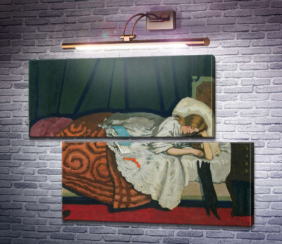 Лежащая женщина, играющая с кошкой