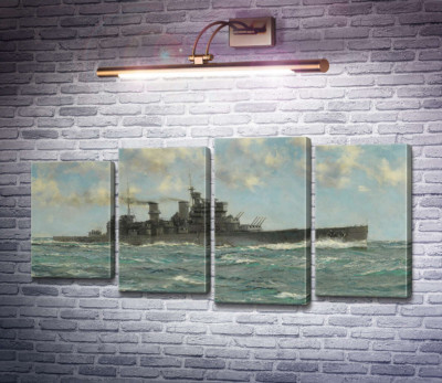Британский линкор HMS Howe в море