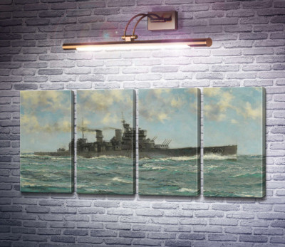 Британский линкор HMS Howe в море