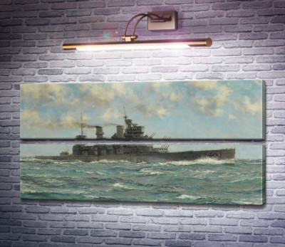 Британский линкор HMS Howe в море
