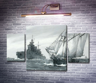 Лінкор HMS. Король Георг V ремонтує грецьку торгову шхуну у морі