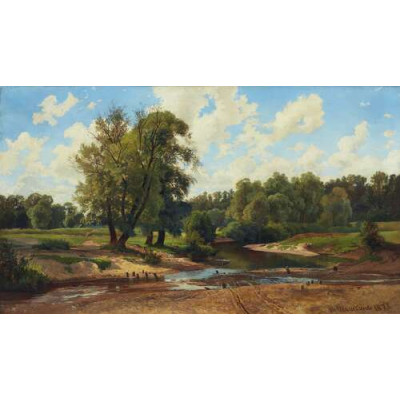 Лесной пейзаж с ручьем, 1873 г