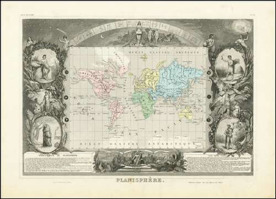 Планисфера, Виктор Левассер, 1847 г